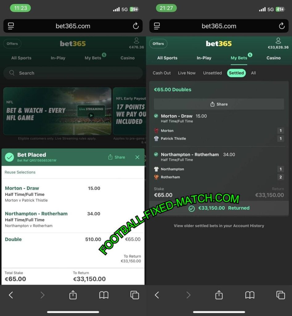 BET365 FOOTBALL FIXED GAMES TIPS