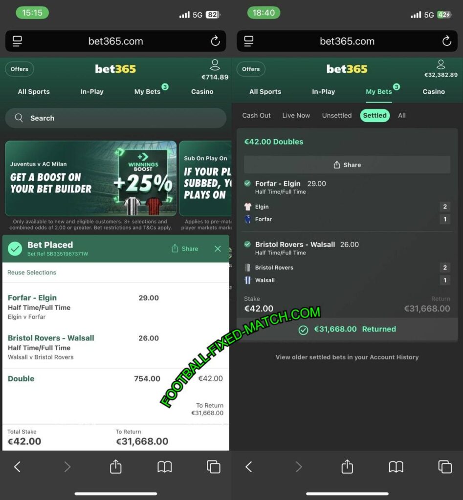 FOOTBALL FIXED HAFLTIME FULLTIME BETS