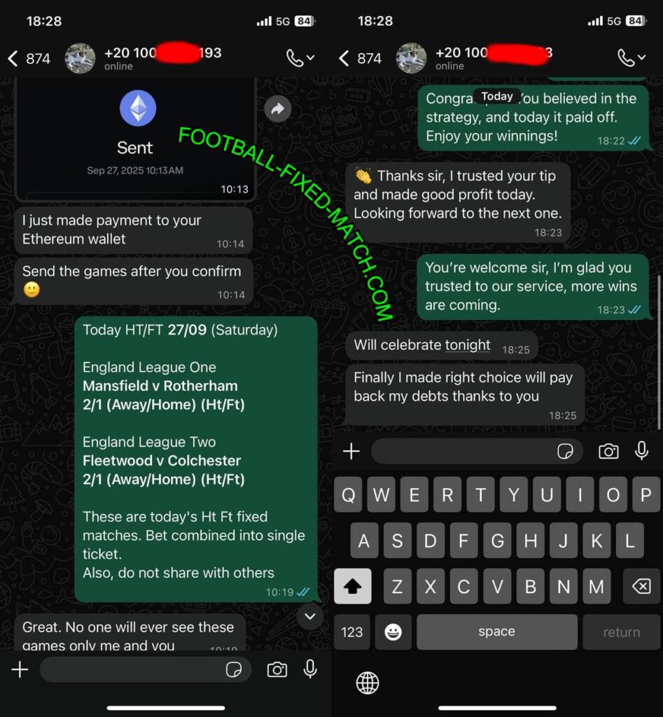FOOTBALL FIXED MATCH ON WHATSAPP HTFT