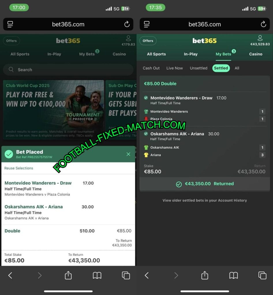 FOOTBALL HALFTIME FULLTIME BET365 TIPS