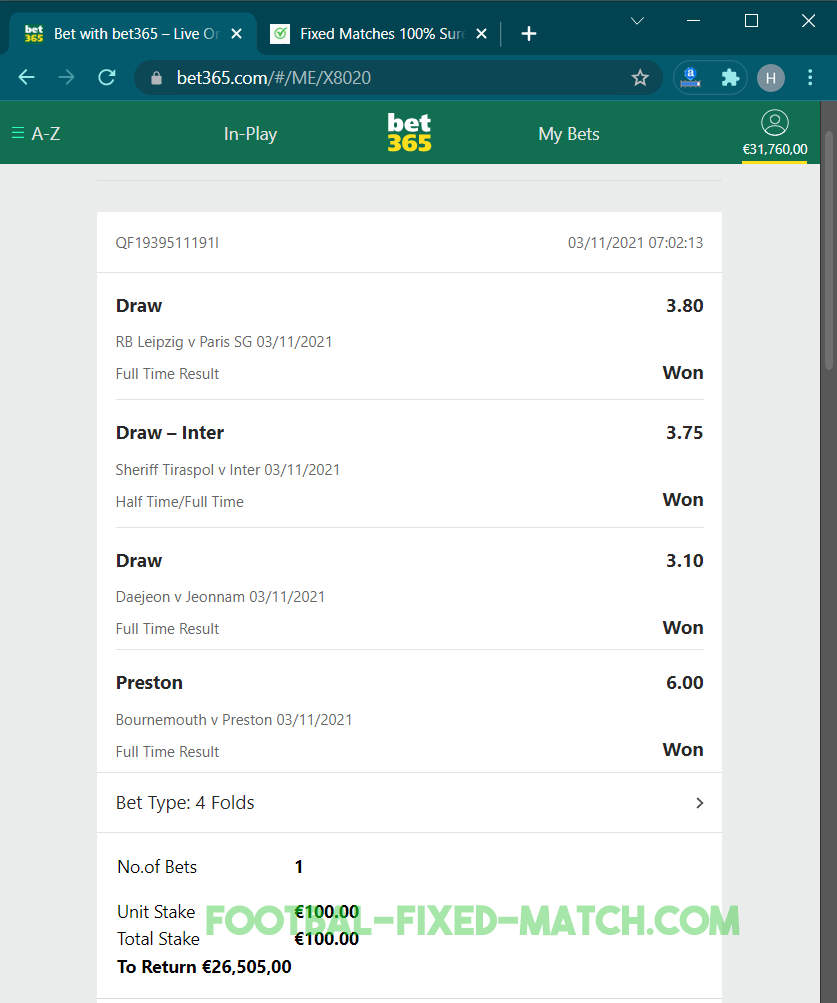 VIP FIXED MATCHES TICKET