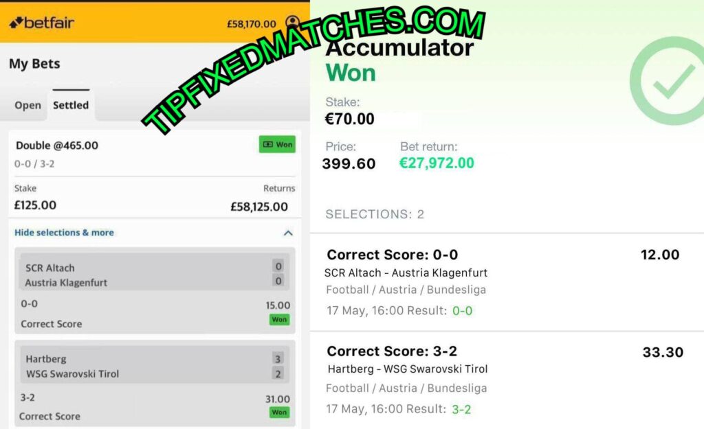 BETFAIR CORRECT SCORE FIXED MATCHES TIPS