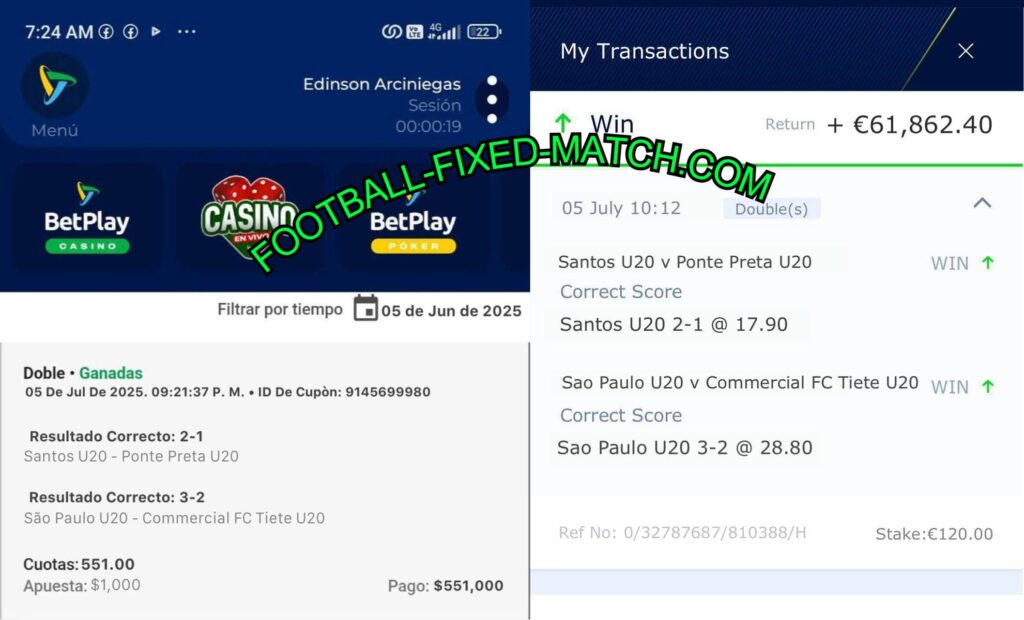 BETPLAY CORRECT SCORE FIXED MATCHES TIPS
