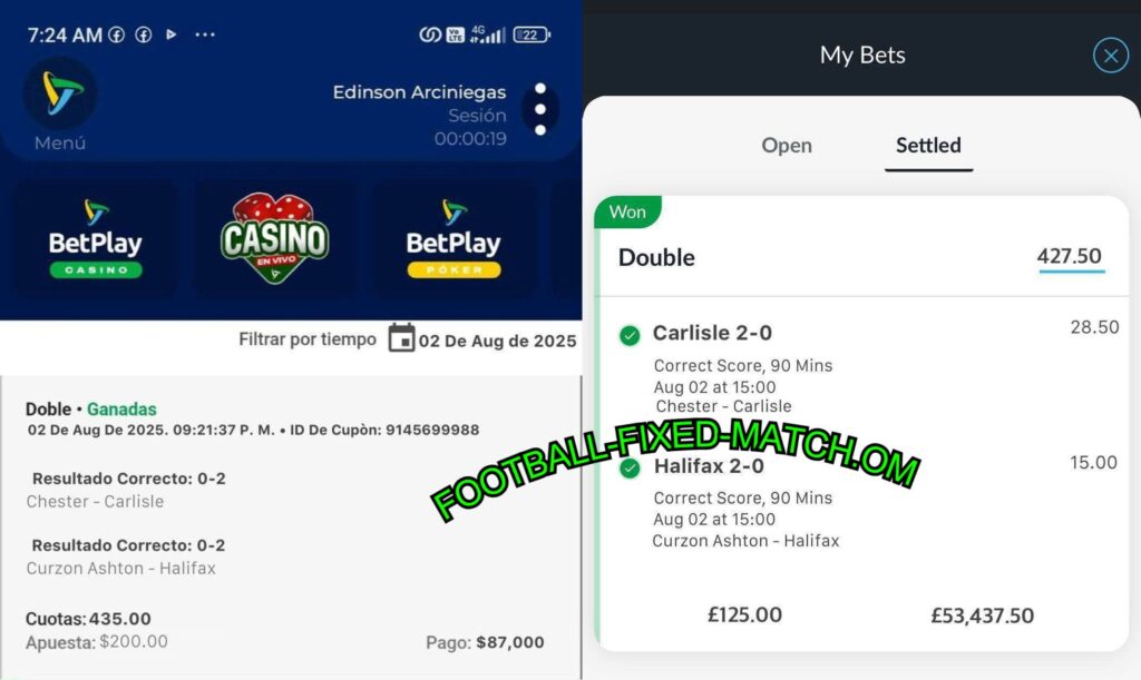 BETPLAY FIXED CORRECT SCORE MATCHES