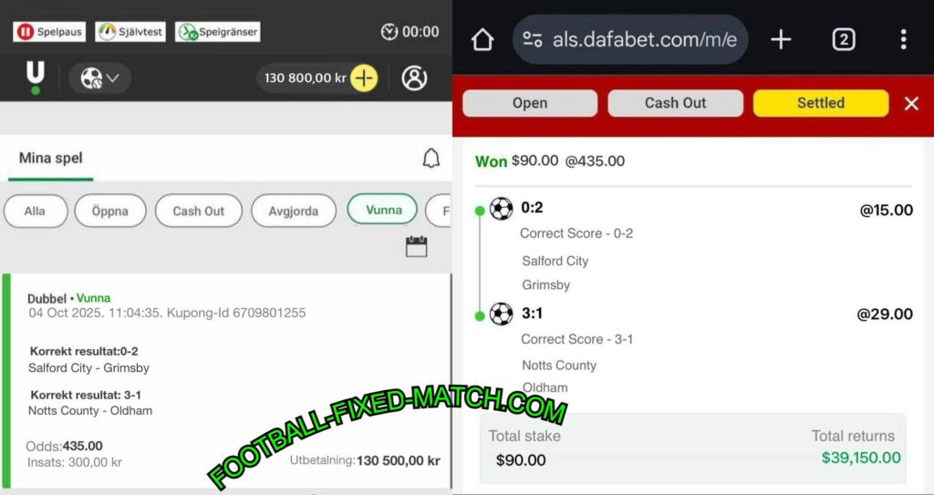 DAFA BET CORRECT FIXED MATCHES