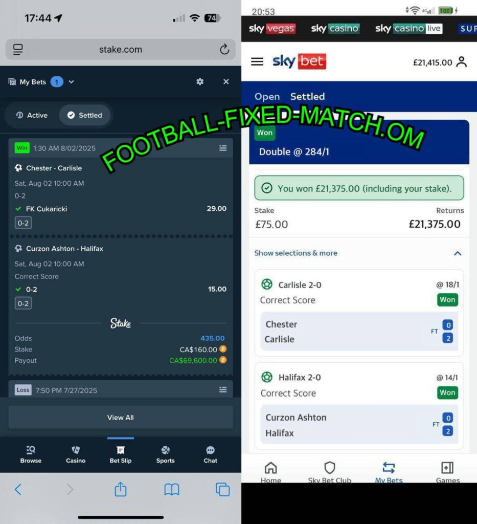 SKYBET CORRECT SCORE FIXED MATCH TIPS