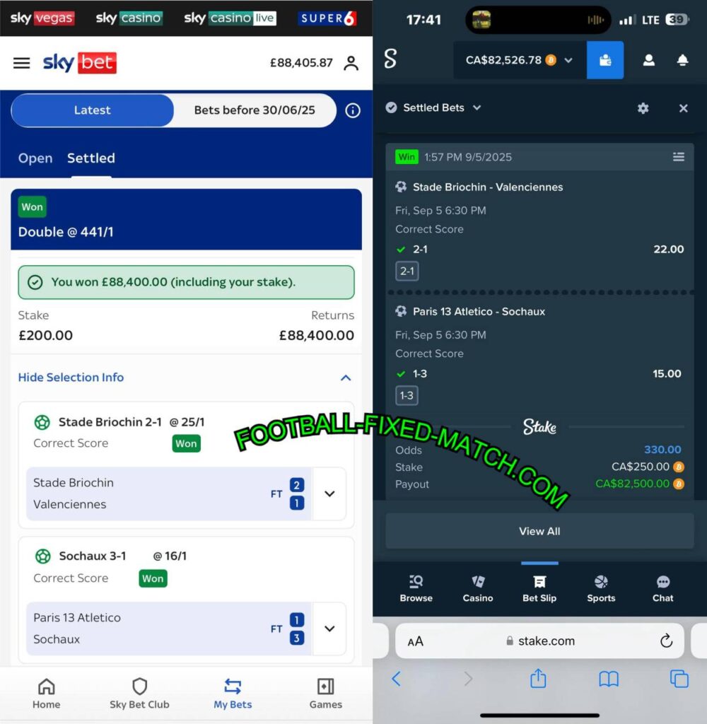 STAKE CORRECT SCORE FIXED MATCHES