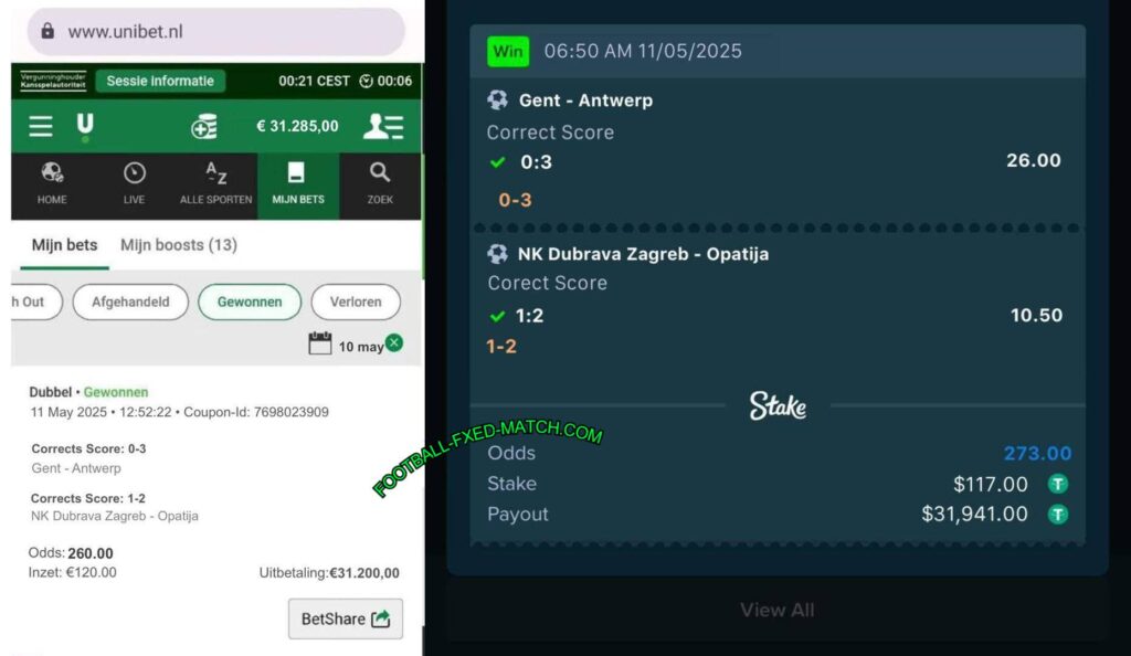 UNIBET CORRECT SCORE FIXED MATCHES TIPS