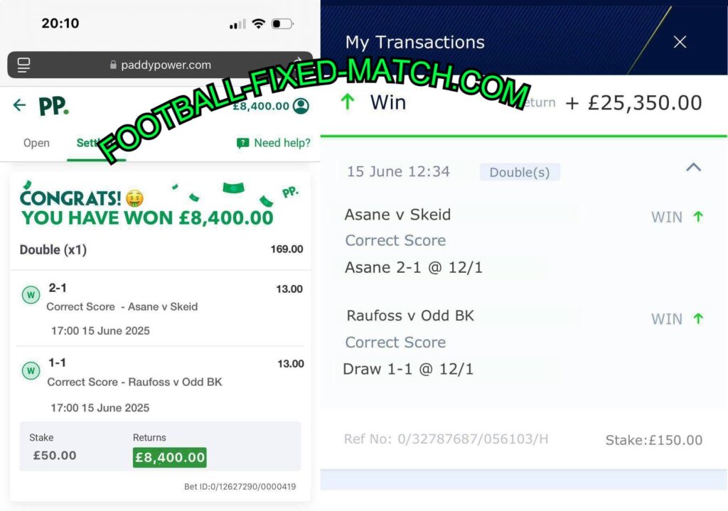 paddypower fixed correct score matches