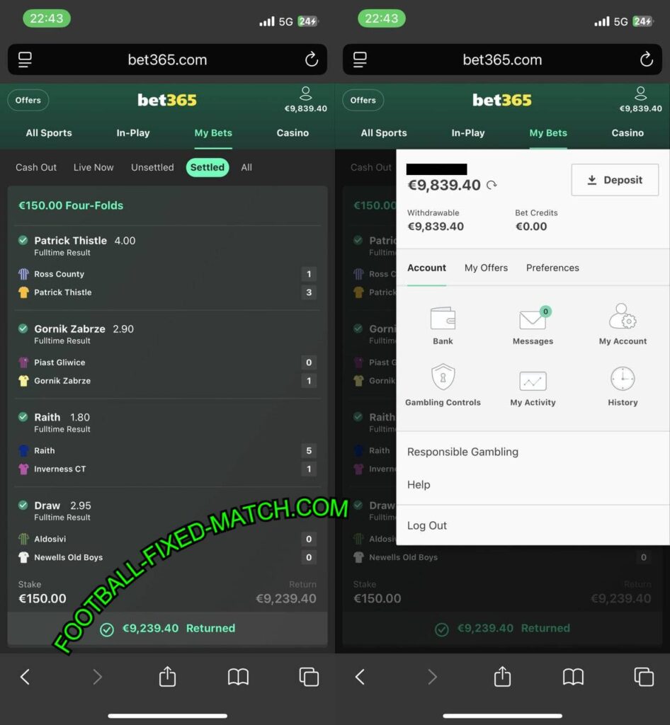 FOOTBALL COMBO FIXED MATCHES 1X2