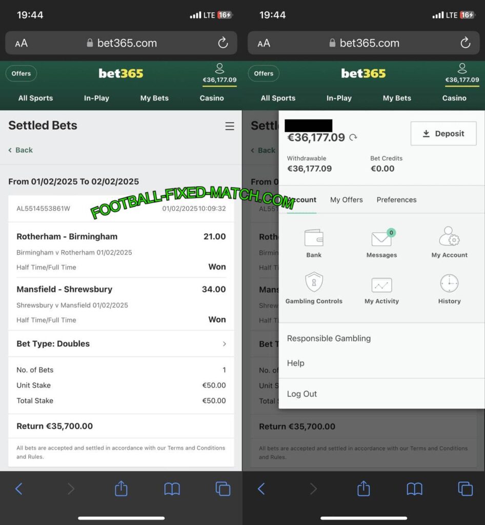 FOOTBALL BET365 HTFT FIXED BETS