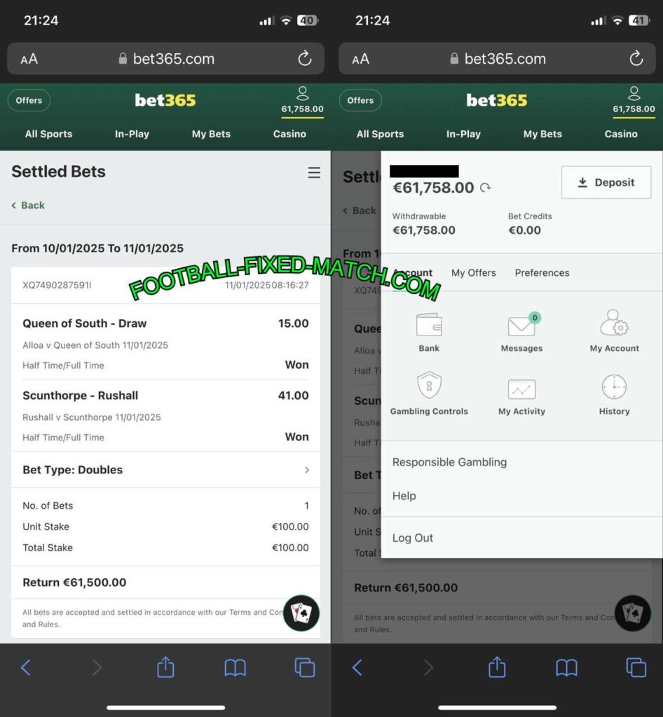 FOOTBALL FIXED BET365 MATCHES