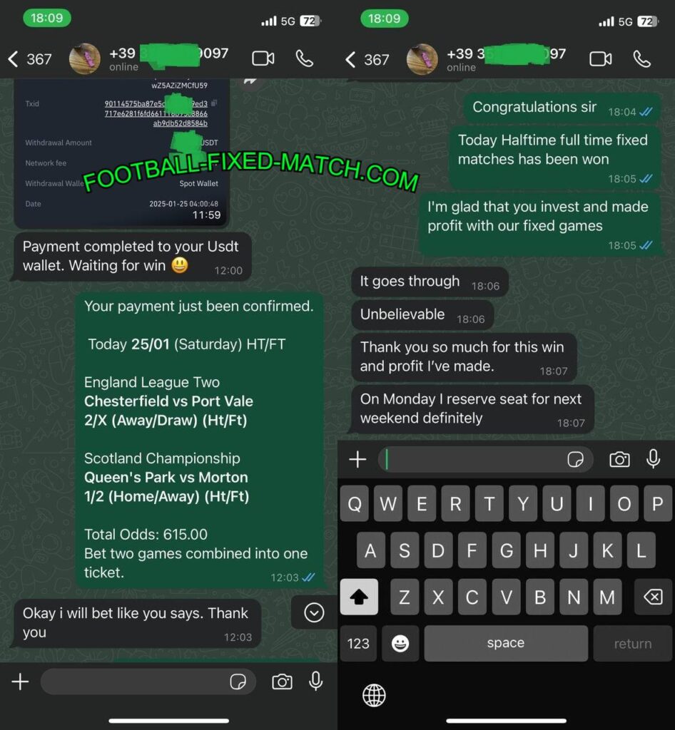 FOOTBALL WHATSAPP FIXED MATCH