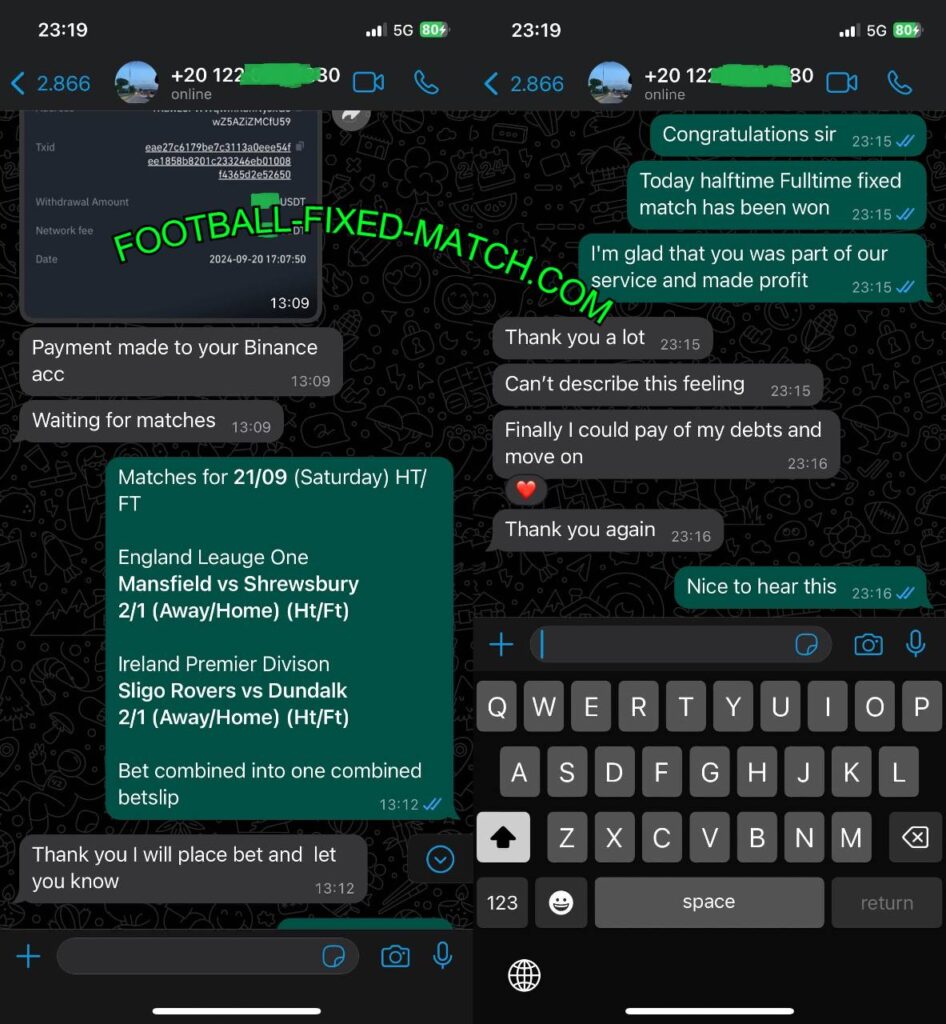 WHATSAPP FOOTBALL FIXED BETS