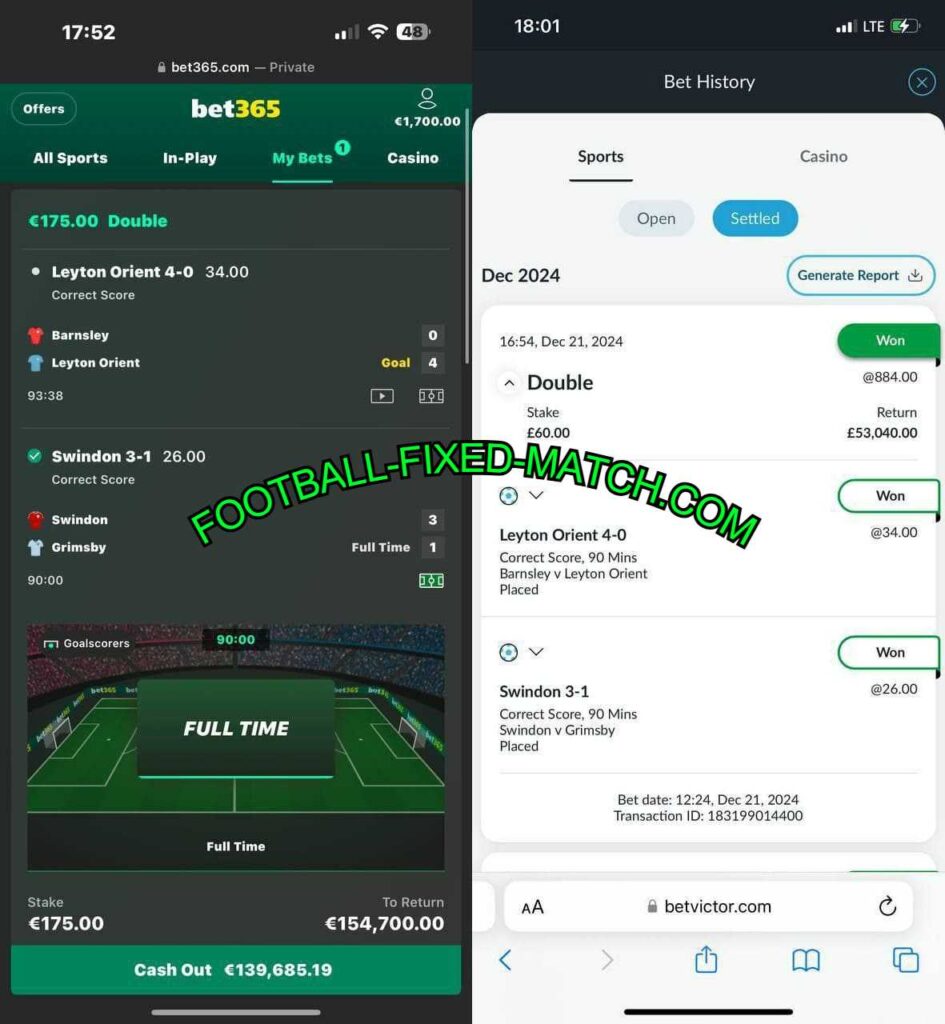 BET VICTOR FOOTBALL FIXED MATCHES