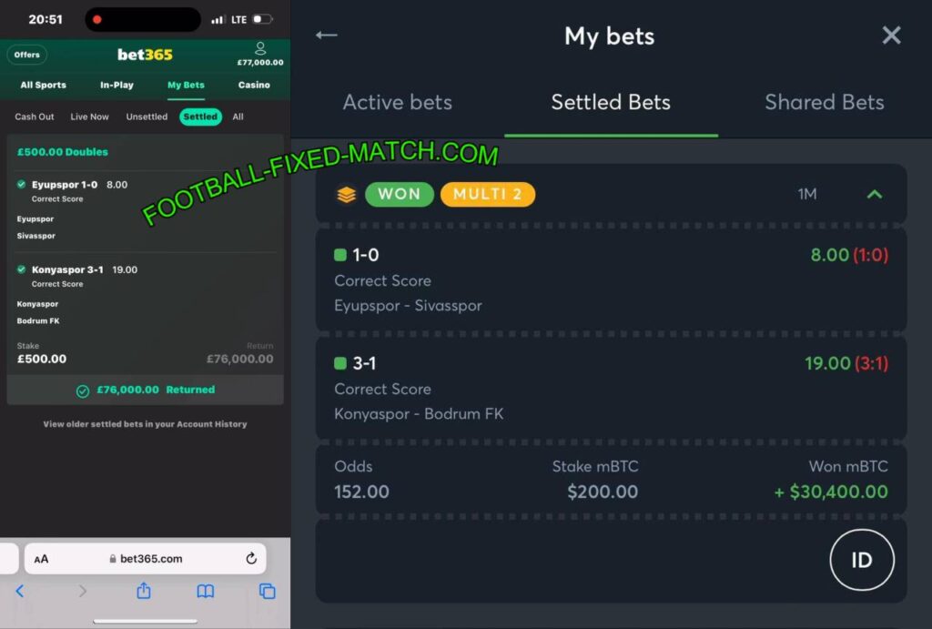 BET365 CORRECT FIXED MATCHES TIPS