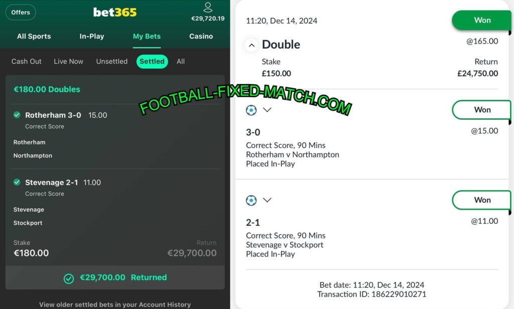 BET365 FOOTBALL FIXED MATCHES TIPS