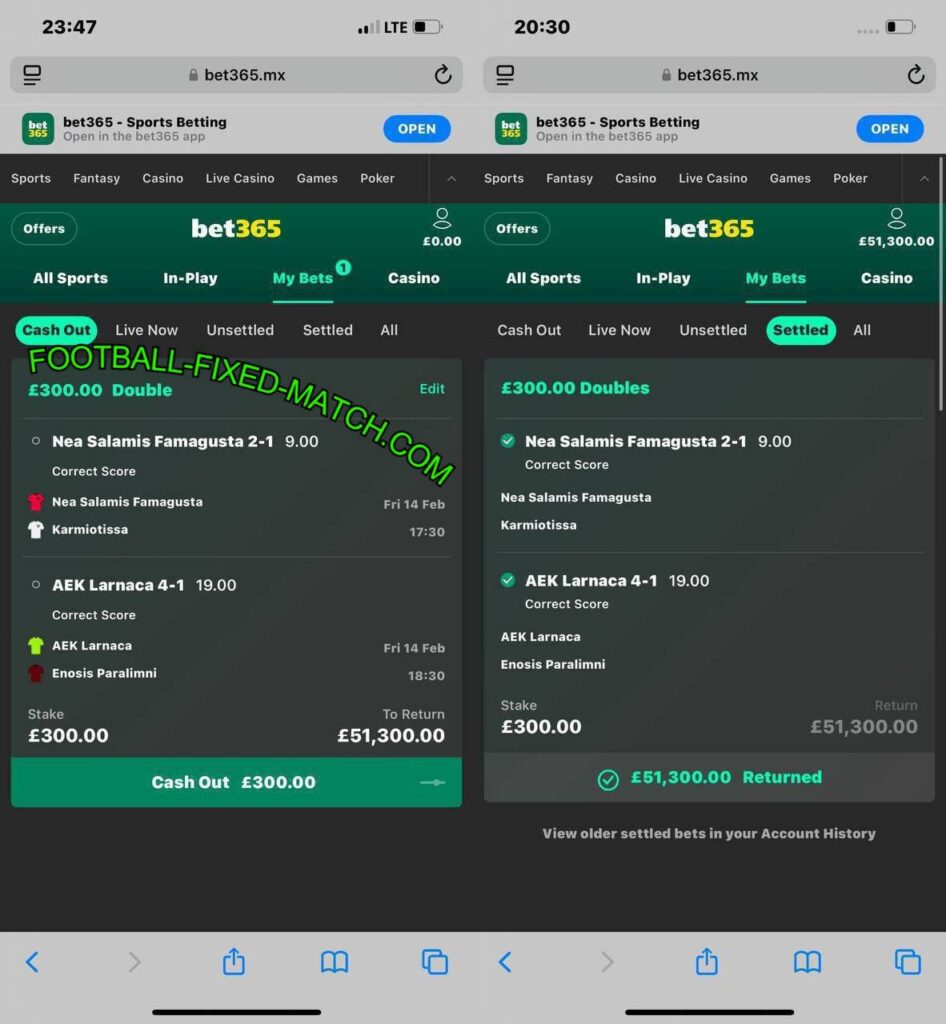 FOOTBALL FIXED BETTING TIPS ON BET365