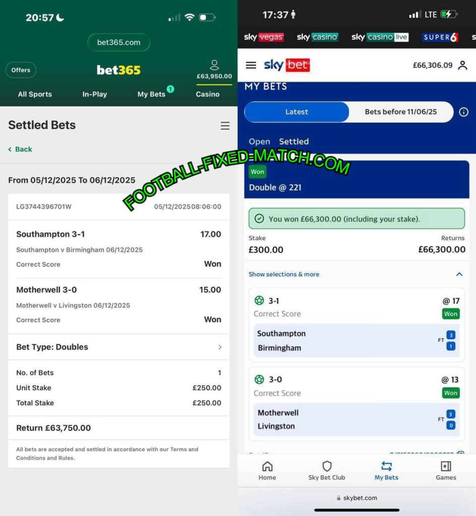 BET365 FIXED MATCHES