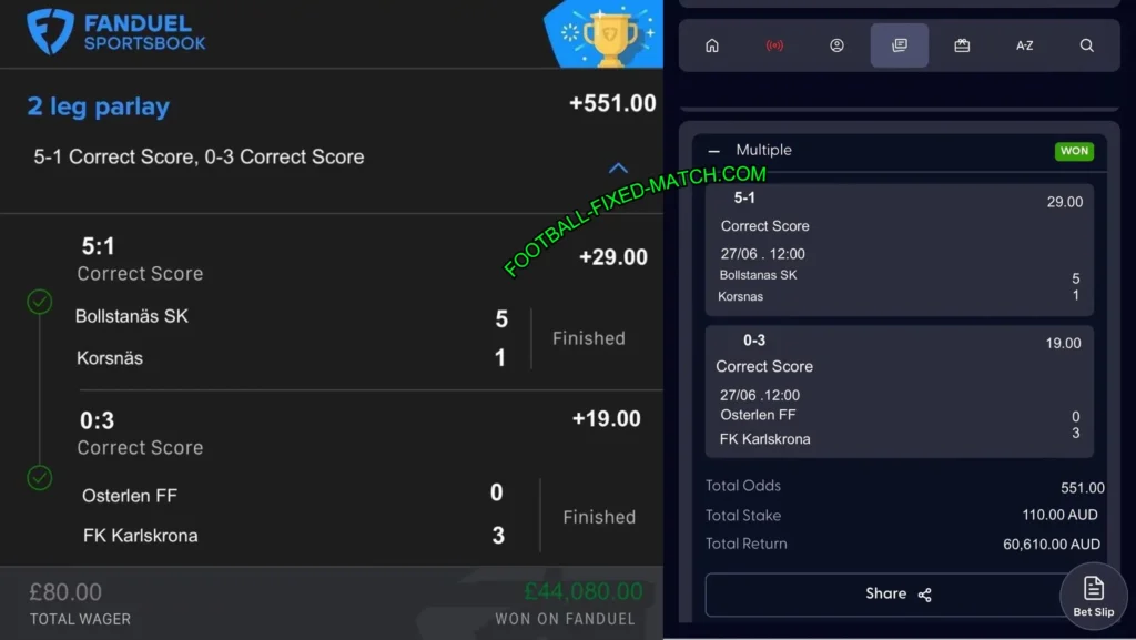 FANDUEL CORRECT SCORE FIXED MATCHES FANDUEL CORRECT SCORE FIXED MATCHES